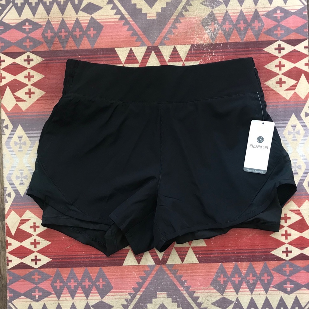Apana workout black mesh detailing shorts
